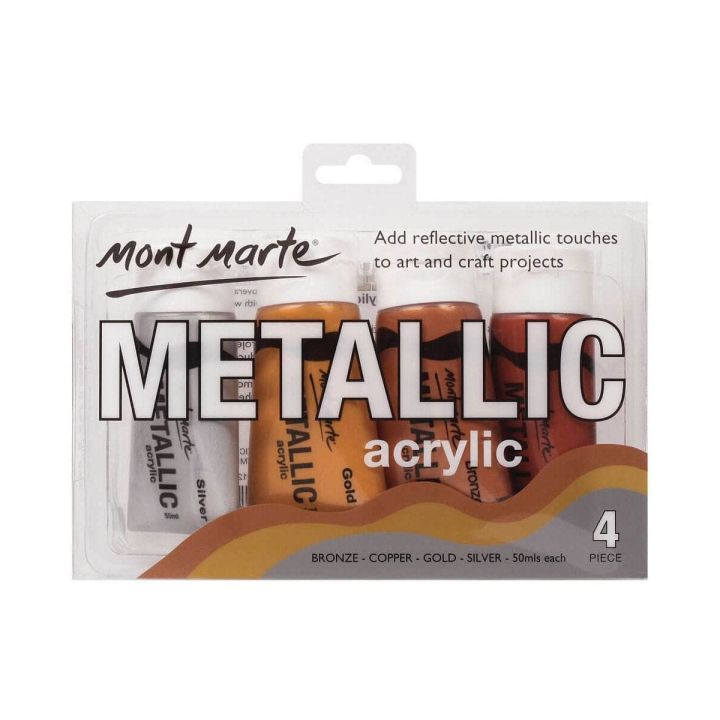 Mont Marte Metallic Acrylic Paint Set 50 ml × 4 Colours
