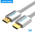 Vention AAB Cotton Braided Male to Male HDMI Cable - 4K picture quality - Universal Compatibility - Silver. 