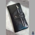 Avro Premium Long Purses Genuine Soft Cow Leather Money Bag For Men Bifold Black Long Wallet for Men Money Purses. 