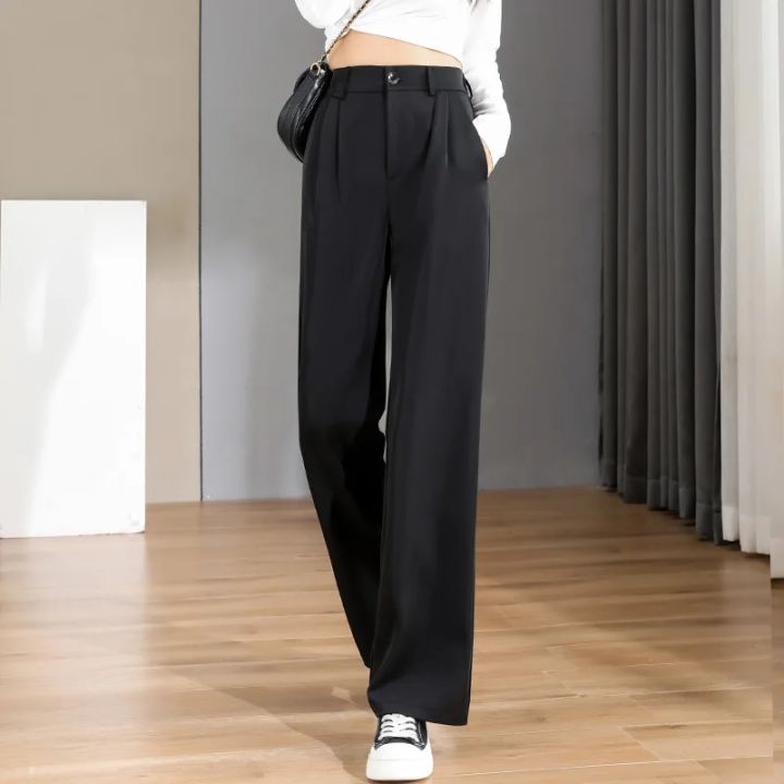 Women%20Chic%20Office%20Wear%20Straight%20Pants%20Vintage%20High%20Ladies%20Trousers%20Baggy%20Korean%20NEW%20Spring/Summer/Autumn%20Wide%20Leg%20Female%20-%20Image%202
