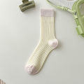 suxinaimin Spring and Summer New Socks Women's Japanese Style Mid-Calf High Length Cotton Socks Versatile Contrast Color Thin Bunching Socks.