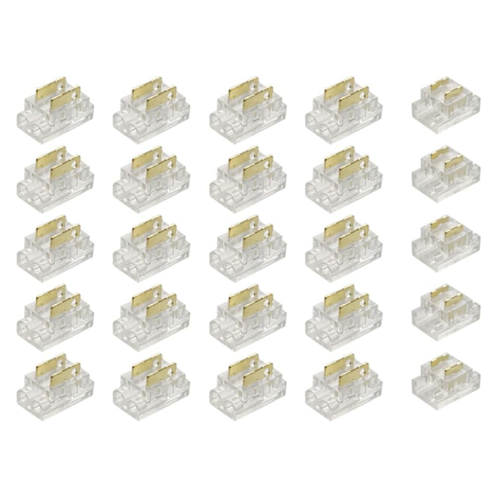 25Piece 2-Pin 5mm COB LED Strip Connector Kit Replacement Parts Accessories for Strip-To-Wire and Strip-To-Strip Joints on 5V-24V DC LED Light Strip