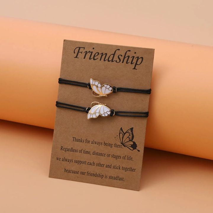Butterfly Best Friend Friendship Bracelet for 2 Girls Gold Silver Color BFF Matching Butterfly Long Distance Bracelet Gift V1X0