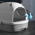 Cat Detachable Fully Enclosed Cat Toilet Pet Supplies with Door Anti Splashing Grey. 