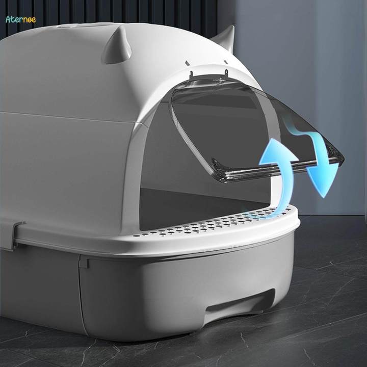 Cat%20Detachable%20Fully%20Enclosed%20Cat%20Toilet%20Pet%20Supplies%20with%20Door%20Anti%20Splashing%20Grey%20-%20Image%203