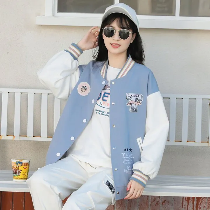 Baseball%20Uniform%20American%20Contrast%20Color%20Spring%20and%20Autumn%20Girl%20Older%20Kid's%20Korean%20Junior%20High%20School%20Student%20Autumn%20Clothes%20Jacket%20High%20School%20Girls'%20Coat%20-%20Image%203