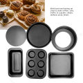 6x Baking Mold Set Loose Bottom Anti Stick Carbon Steel Cake Pizza Bread Pan HG. 