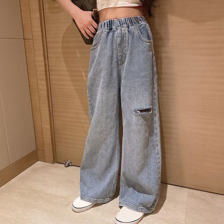 IENENS%20High%20Waist%20Jeans%20Girl%20Straight%20Loose%20Wide-leg%20Pants%20Spring%20and%20Autumn%20Korean%20Baggy%20Jeans%20Fashion%20Kids%20Denim%20Trousers%20-%20Image%202