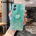 For Realme C33 Case Shiny Ring Glitter Soft Transparent Holder Stand Back Cover with String Casing for Realme C33 Phone Cases Cover Stars Moon Girls. 