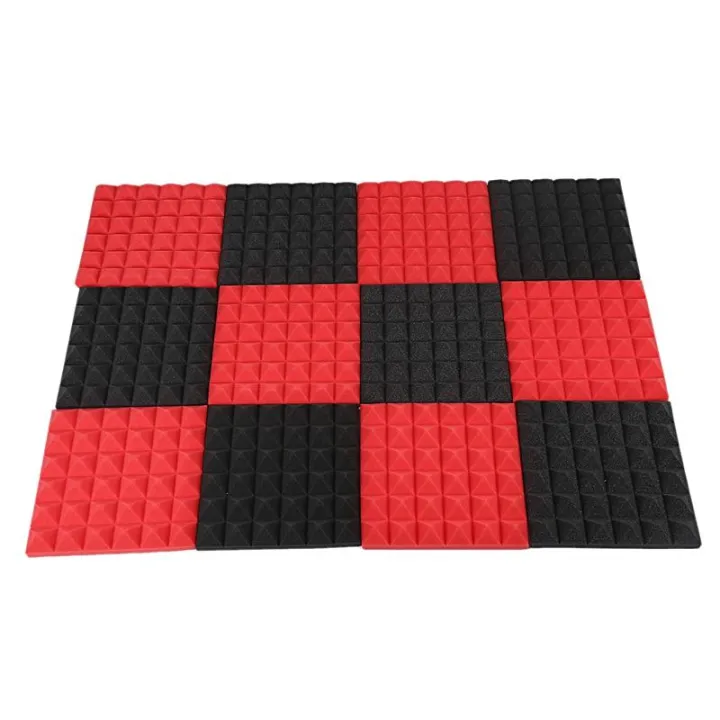 Charcoal%20Acoustic%20Foam%20Tiles%20Soundproofing%20Foam%20Panels%20Studio%20Sound%20Padding%202%20x%2010%20x%2010%20Inch(Black+Red)%20-%20Image%202