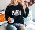 Paris France Sweatshirt Trendy Varsity Sweatshirt 100% Cotton fashion Vintage unisex Long Sleeve sweatshirt. 
