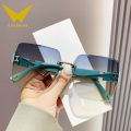 2023 New Frameless Two-color Gradient Premium Women's Sunglasses Fashion Trend Douyin Internet Red Sunglasses Wholesale.