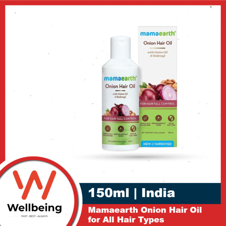 Mamaearth Onion Hair Oil 150ml | Natural & Organic Anti Hair Loss & Hair Fall Control Oil with Redensyl | for Color Treated & All Hair Types