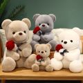 New cartoon rose teddy bear plush toys for girls Valentine's Day gift bear pillow. 