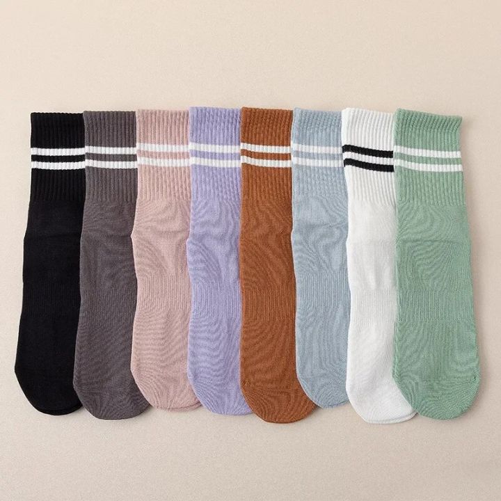 New%20Solid%20Color%20Striped%20Mid-calf%20Yoga%20Pilates%20Socks%20for%20Women%20Cotton%20Breathable%20Non-slip%20Fitness%20Dance%20Floor%20Socks%20Sport%20Socks%20-%20Image%202