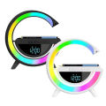 HM-2307 ALL in 1 bluetooth speaker wireless charger bluetooth speaker LED atmosphere RGB wireless charging alarm clock desk lamp.