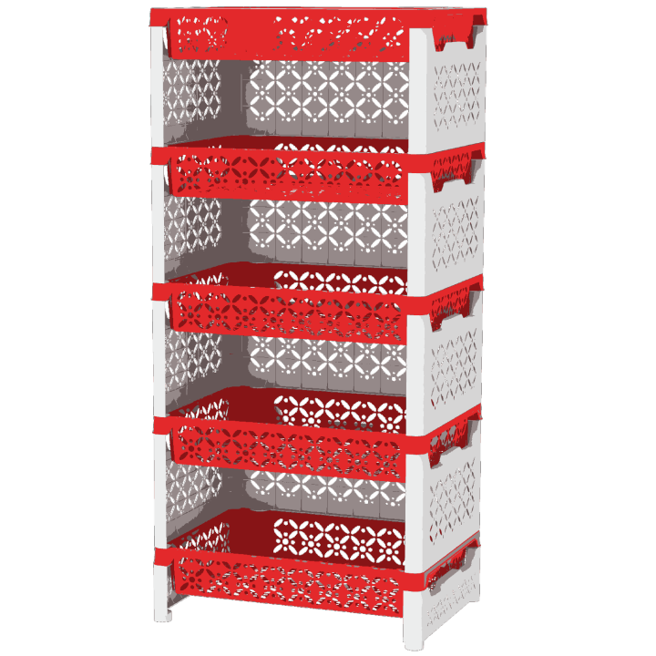 Akij Stacko-Rack-Fitfat-5 Steps - 3 Side-Red