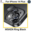 For Apple iPhone 14 Plus Black WSKEN Ring Alloy Ultra Thin Camera Lens Protector.