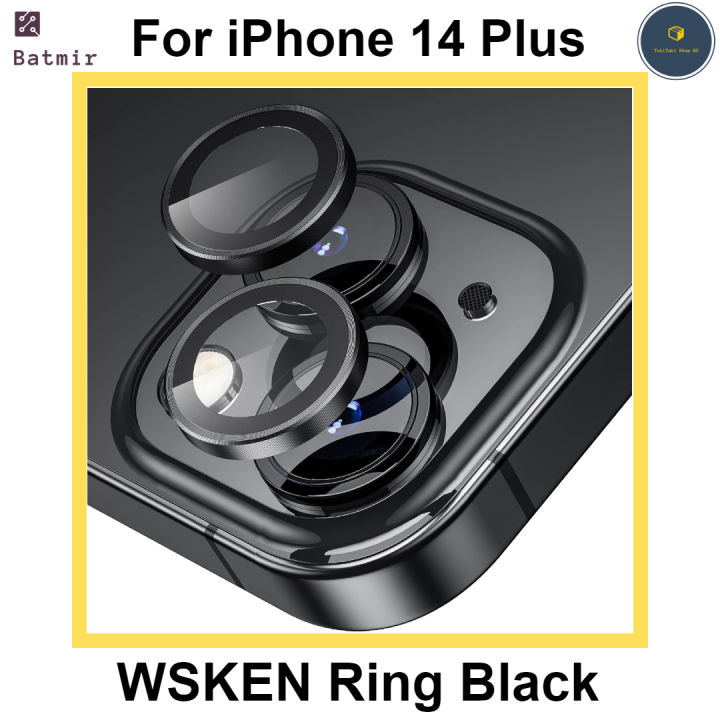 For Apple iPhone 14 Plus Black WSKEN Ring Alloy Ultra Thin Camera Lens Protector