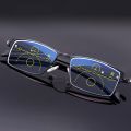 Progressive multi-focus reading glasses for Men Women anti-blue light near Far reading glasses anti-radiation metal Gafas. 