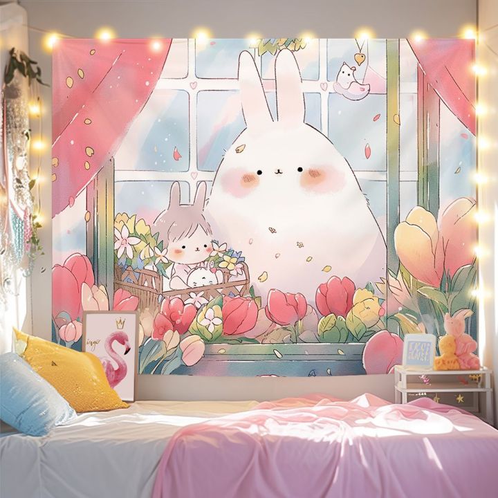 Cute%20Cartoon%20CureinsWind%20Xiaohongshu%20Bedroom%20Background%20Cloth%20Wall%20Cloth%20Live%20Tapestry%20Bedspread%20Decorative%20Canvas%20-%20Image%202