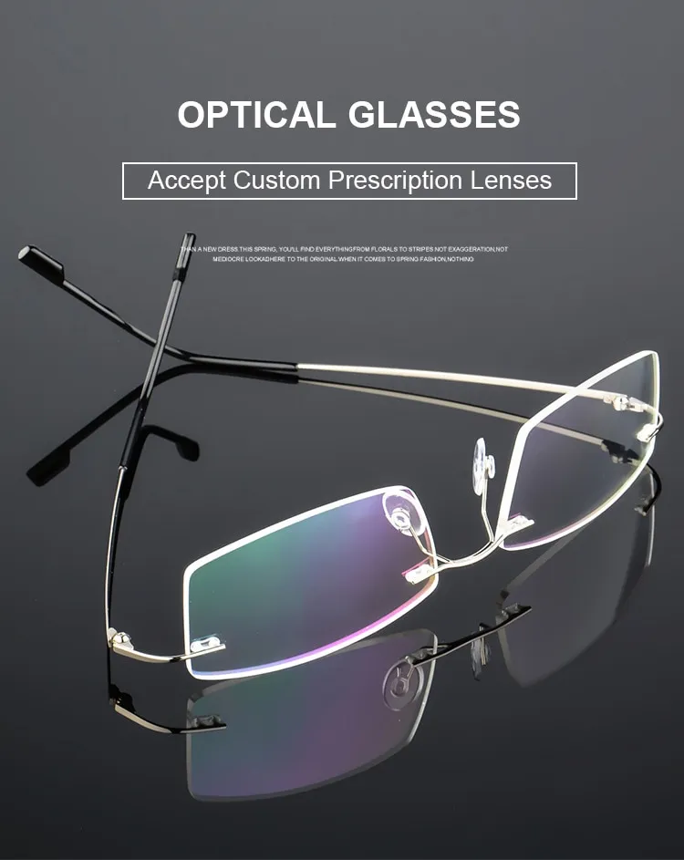 UVLAIK Flexible Alloy Titanium Glasses Frames Men Business Rimless Optical  Frame Eye glasses Women Myopia Prescription Spectacle