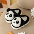 Winter Indoor Panda Children Slippers Flat Furry Home Cartoon Women Slippers Warm Non-slip Parent-child Family Shoes Miaoyoutong. 