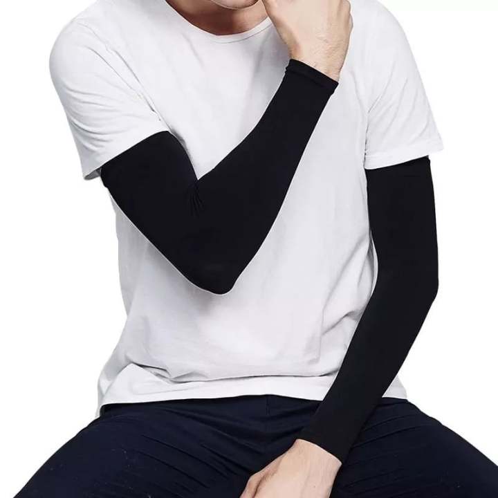 1%20Pair%20Arm%20Hand%20Sleeve%20Cycling%20Sleeves%20Uv%20Protection%20For%20Men%20And%20Women%20-%20Black:%20Sun-Protective%20Arm%20Sleeves%20For%20Cyclists%20-%20Image%202