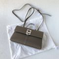 Cafune cowhide Women's vintage Briefcase stance wallet Single-shoulder crossbody portable commuter Kelly Bag. 