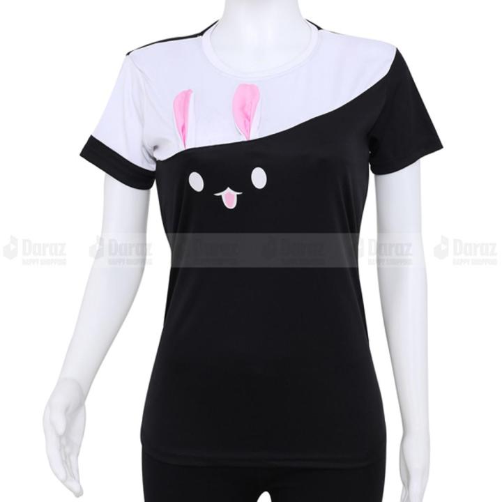 Black & White Tops Ladies Short Sleeve Casual Girl's New T-Shirt
