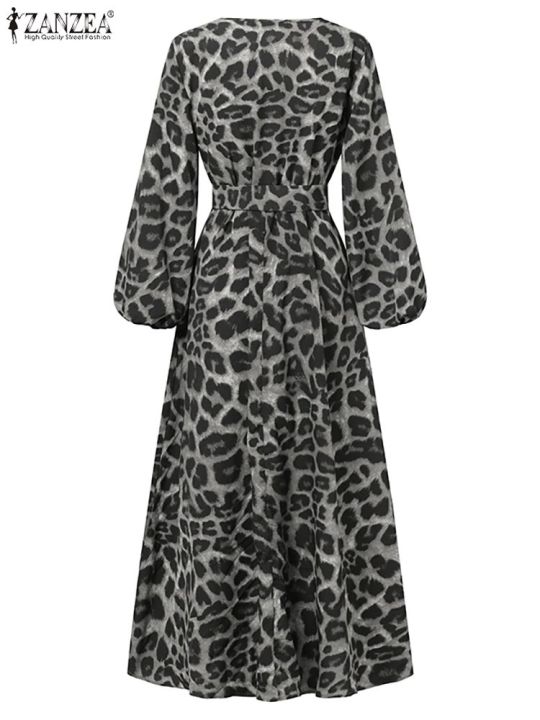 Printed%20Robe%20Dress%20Party%20Ve%20Fashion%20Maxi%20Dress%20Vintage%20Women's%20Long%20Sleeve%20Leopard%20Print%20Dress%20ZANZEA%20Fall%20Slip%20Dress%20stidos%20Women's%20V-Neck%20-%20Image%204