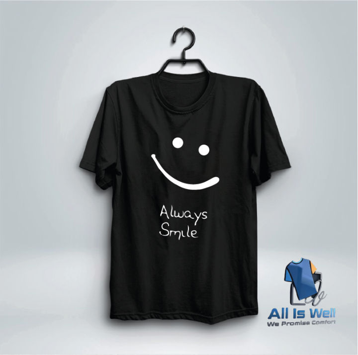 Always Smile// New Jersey T-Shirt// Printed Design T-Shirt// Exclusive T-Shirt For Men's//black,white,maroon & navy colours available//s,m,l,xl,xxl sizes available