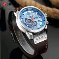 CURREN 8291 Fashion Quartz Men Watch Analog Digital Chronograph Leather Mens Watches Casual Sport Waterproof Male Clocks Часы.