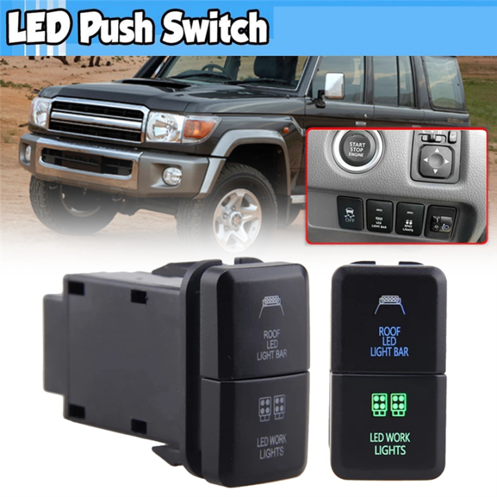 %E3%80%90Online%E3%80%91%202Pcs%2012V%20Car%20Dual%20LED%20Light%20Bar%20Blue/Green%20On-Off%20Push%20Switch%20Button%20ABS%20Push%20Switch%20for%20Prado%20Light%20Button%20-%20Image%202