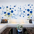 Home decor bedroom self adhesive 3d wall paper blue roses wall stickers. 