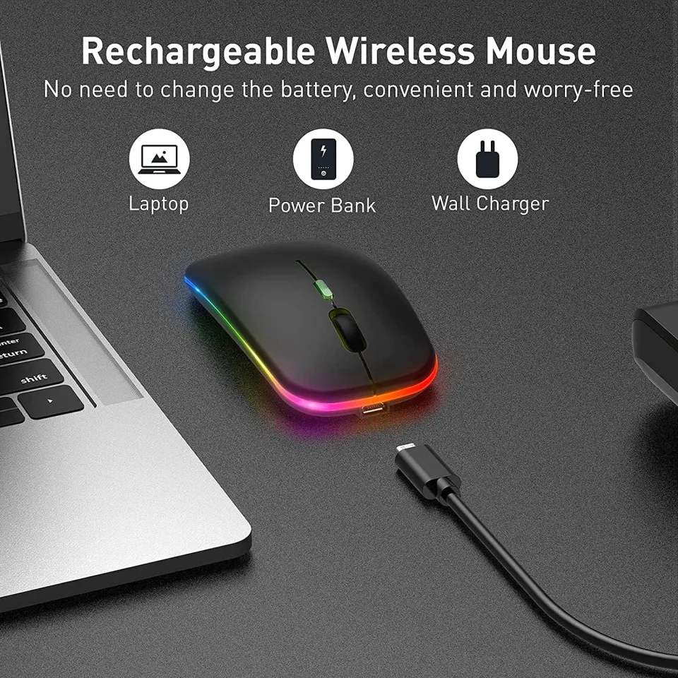 Upgrade LED Wireless Slim Silent Mouse, 2.4G Portable...