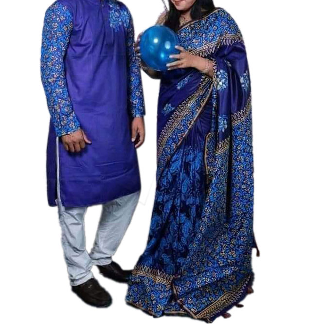 Dhupian%20Sari%20And%20Dhupian%20Punjabi%20For%20Combo%20Couples%20Clothing%20-%20Sari%20-%20Image%203