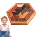 Hexagon Tangram Puzzles Wooden Brain Teaser IQ Game Educational Toys For Childrens Adults Montessori Toys Birthday Gifts. 