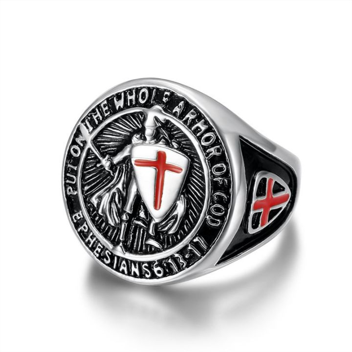 European%20and%20American%20New%20Hiphop%20Men's%20Titanium%20Steel%20Gold%20Plated%20Ring%20Vintage%20Templar%20Red%20Cross%20Shield%20Ring%20-%20Image%206