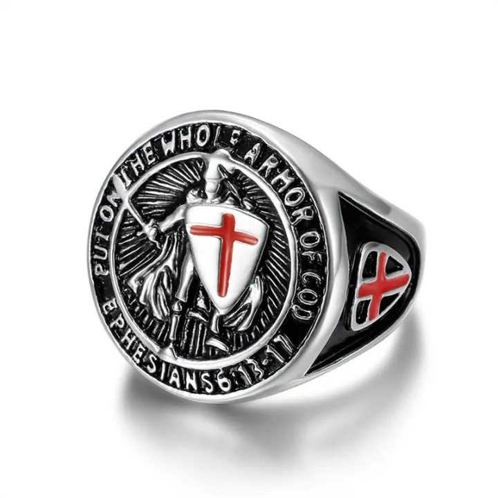 European%20and%20American%20New%20Hiphop%20Men's%20Titanium%20Steel%20Gold%20Plated%20Ring%20Vintage%20Templar%20Red%20Cross%20Shield%20Ring%20-%20Image%206