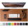 Large Leather Computer and laptop pad Mouse Pad and large office Table mat -Brown Yellow color. 