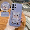 S 24 23 22 21 Plating Bear Holder Case For Samsung Galaxy S21 S23 S20 Fe S24 S22 Ultra Plus S9 Silicone Stand Cover Note 20 10. 