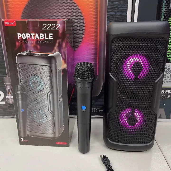 KTS-2222%20Dual%203%20Inch%20Driver%2012W%20Colorful%20Lighting%20Wireless%20Speaker%20&%20Microphone%20-%20Image%202