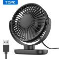 TOPK K62C Portable Mini USB Desk Fan,360°Rotation 3 Speeds Powerful Airflow,Small Cooling Fan for Bedroom Home Office Desktop. 