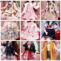 BJD Dolls 30cm Anime Doll Clothes Full Set 1/6 Bjd 23 Joint Movable Body Doll Girls Dress Up DIY Toys Reborn Kawaii.