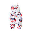 Girls children's summer suspender backless star jumpsuit American Independence Day climbing jumpsuit children's clothing. 