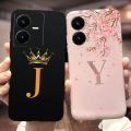 For Vivo Y22 Case Vivo Y22s V2206 V2207 Cute Crown Letters Cover Shockproof Phone Case For Vivo Y22 Y 22 s VivoY22 s Soft Fundas.