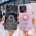 Phone case For Realme Note 60 Back cover Glitter Starry Sky Bling Ring Lanyard Shiny Transparent Holder Stand Girls Soft Cover For Realme Note 60 Cover cases. 
