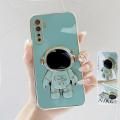 FELMYST Astronaut Case For OPPO Realme 6 3D NASA POP Folding Stand Holder Mobile Phone Casing Girl Boy Luxury Plating Square Soft Shockproof Cover Accessories. 