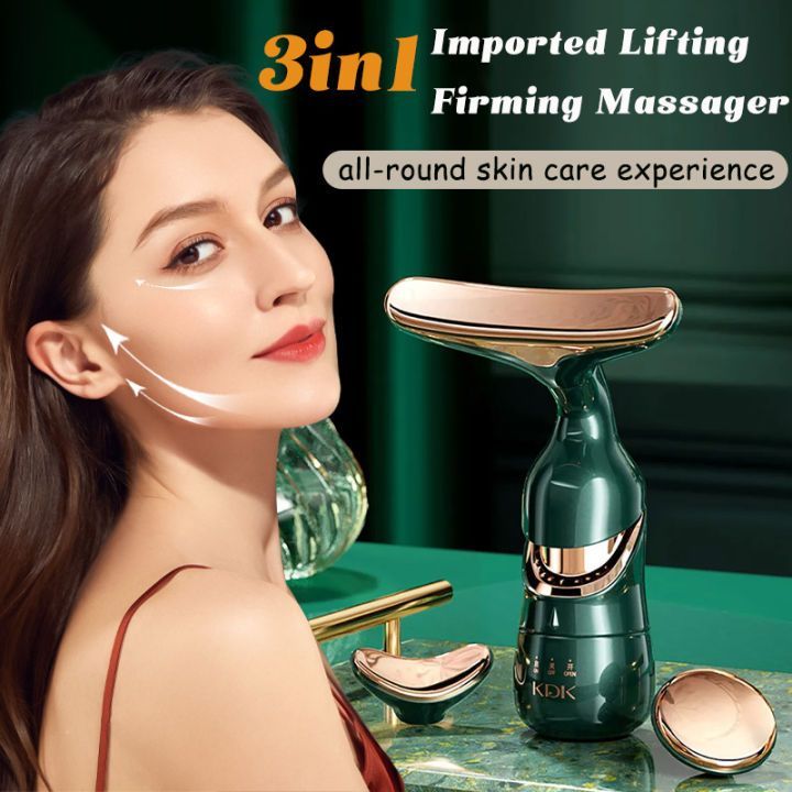 KDK 4D Microcurrent Face, Eye & Neck Lifting Massager – Professional Anti-Aging Skin Tightening Device with Vibration Heat Therapy, Essence Absorption & Portable Beauty Tool for Women & Men